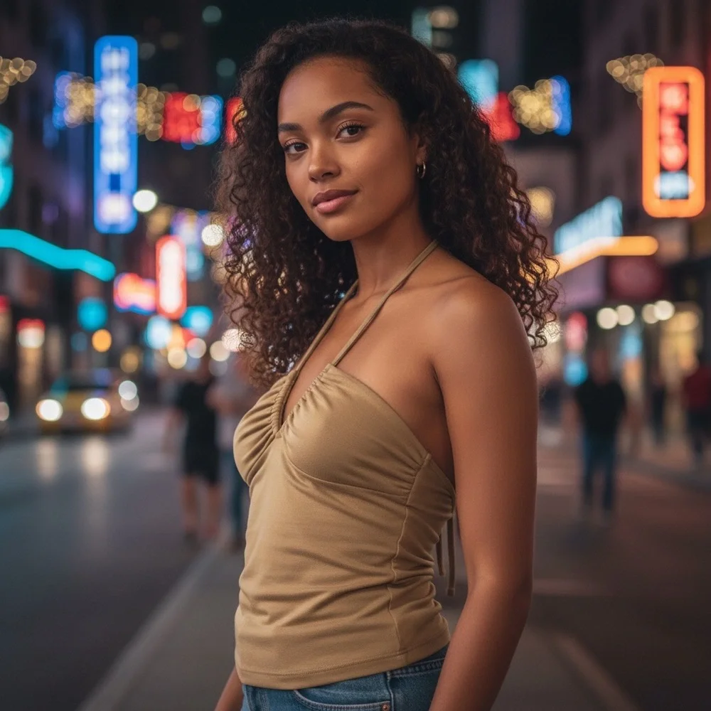 Dolce & Gabbana Limited Release Ribbed Tank Golden Fawn V Neck Halter Tie Top 46 - Picture 11 of 11